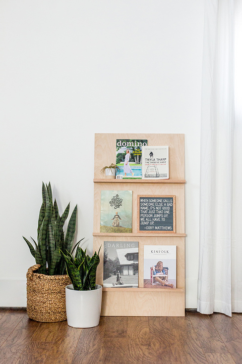 DIY Free-standing Plywood Magazine Rack