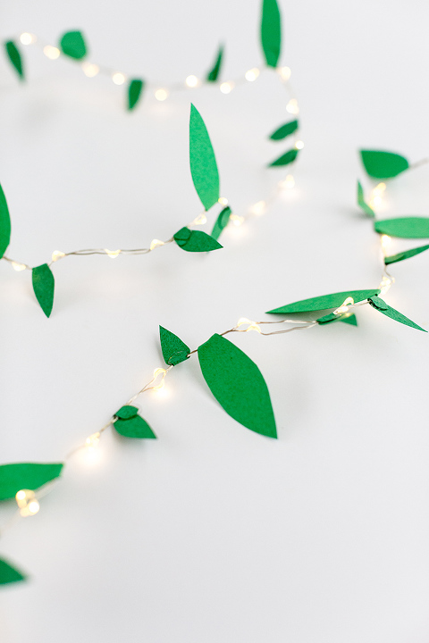 DIY Paper Leaf String Light Garland | dreamgreendiy.com + @orientaltrading #ad