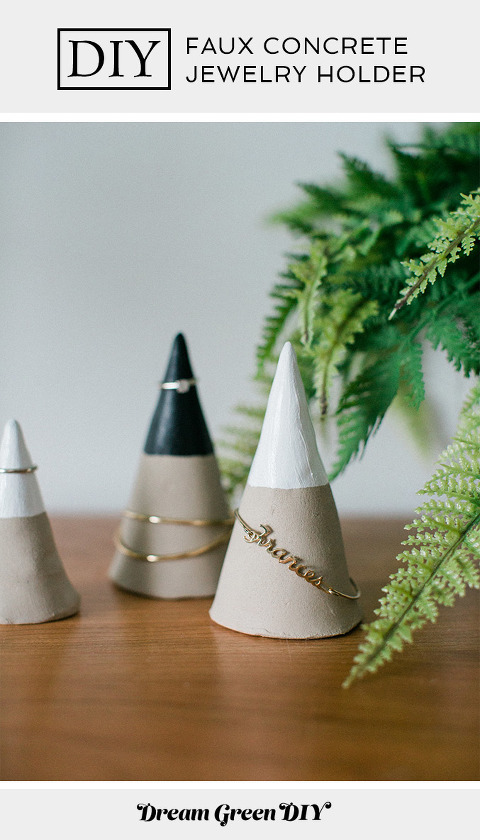 DIY Faux Concrete Jewelry Cones