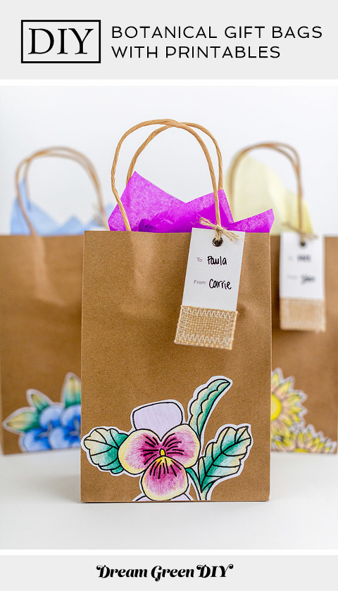 DIY Botanical Gift Bags with Printables | dreamgreendiy.com + @orientaltrading #ad