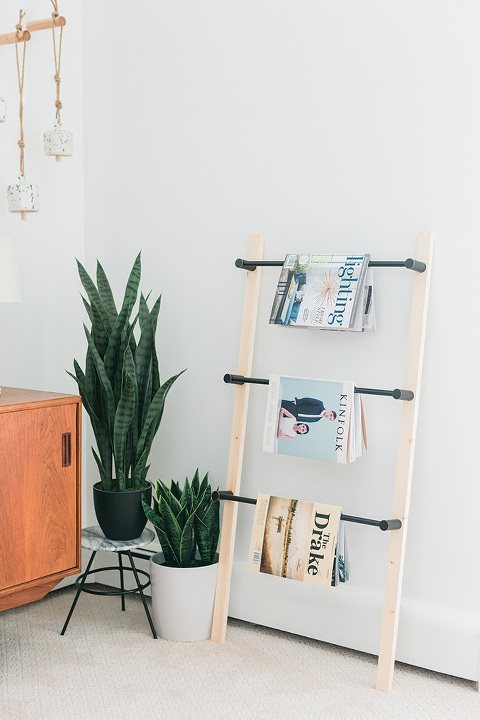 DIY Wood And Metal Ladder Shelf