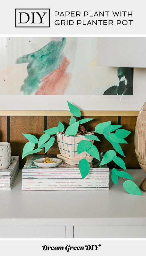 DIY Paper Plant With Grid Planter Pot