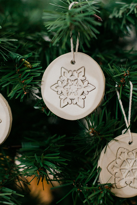 DIY Stamped Air Dry Clay Christmas Ornaments