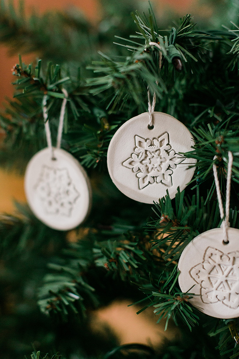 DIY Stamped Air Dry Clay Christmas Ornaments