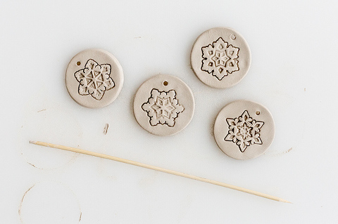 DIY Stamped Air Dry Clay Christmas Ornaments