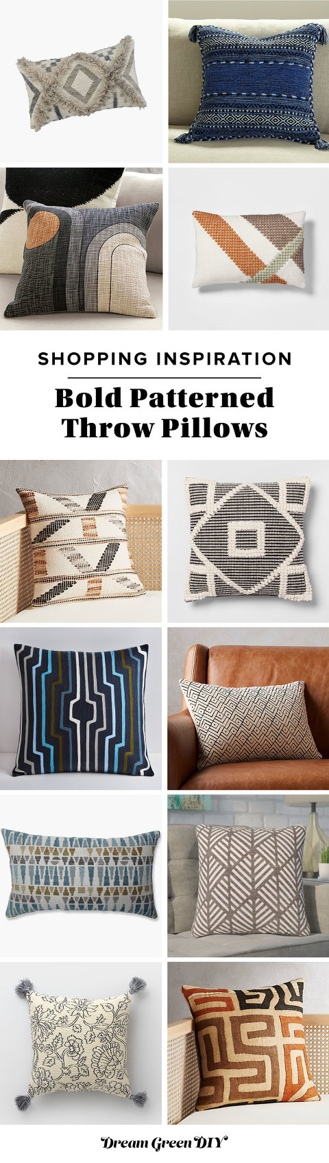 12 Bold Patterned Throw Pillows