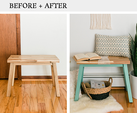 Upgrade An IKEA Bench With Paint And Rope