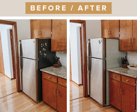 DIY Wallpapered Refrigerator Makeover
