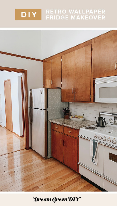 DIY Wallpapered Refrigerator Makeover