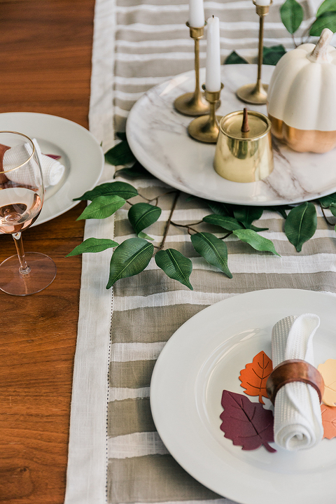 DIY Striped Thanksgiving Table Runner