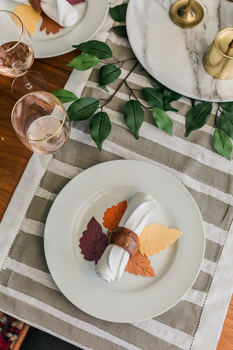 DIY Striped Thanksgiving Table Runner