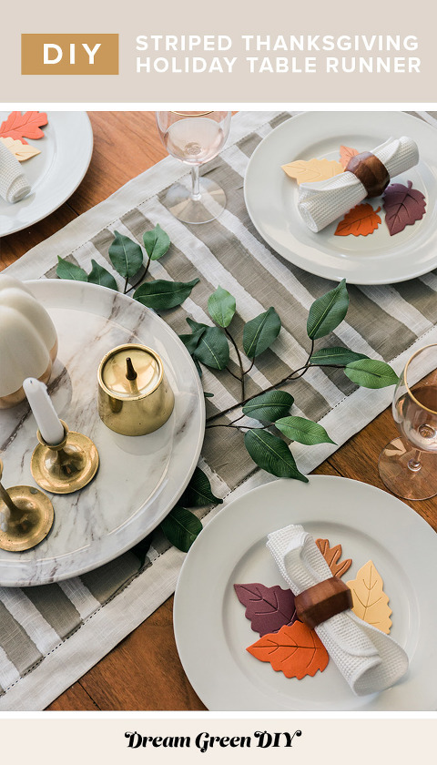 DIY Striped Thanksgiving Table Runner