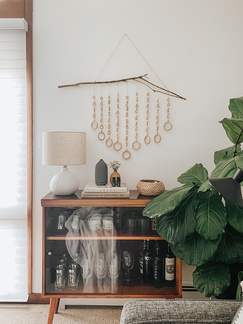 Wooden ring wall hanging art