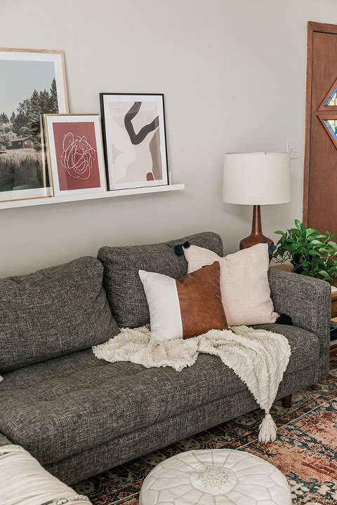 Boho mid-century living room décor