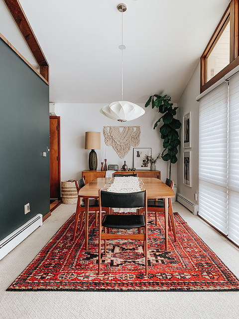 Dark green painted feature wall
