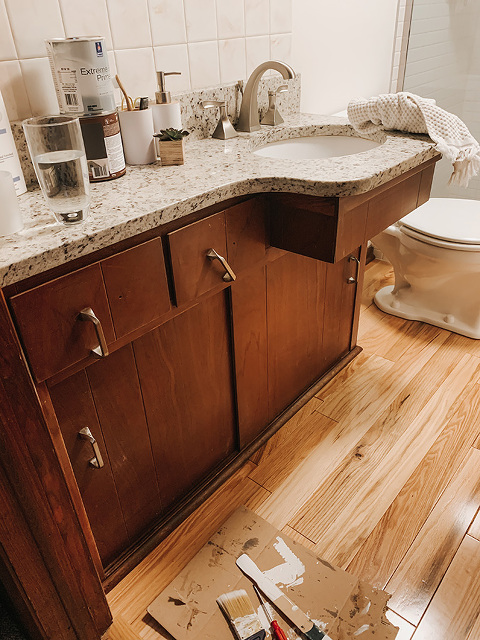 How to make over a wood vanity with chalk paint