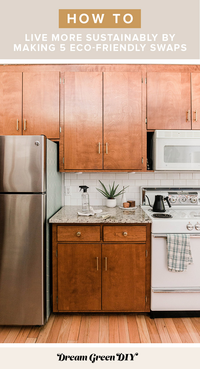 Mid-century stained wood kitchen cabinets