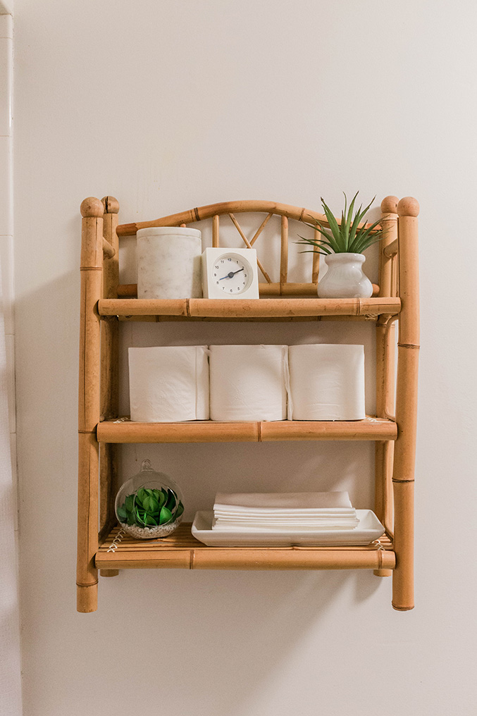 Vintage bamboo wall shelf