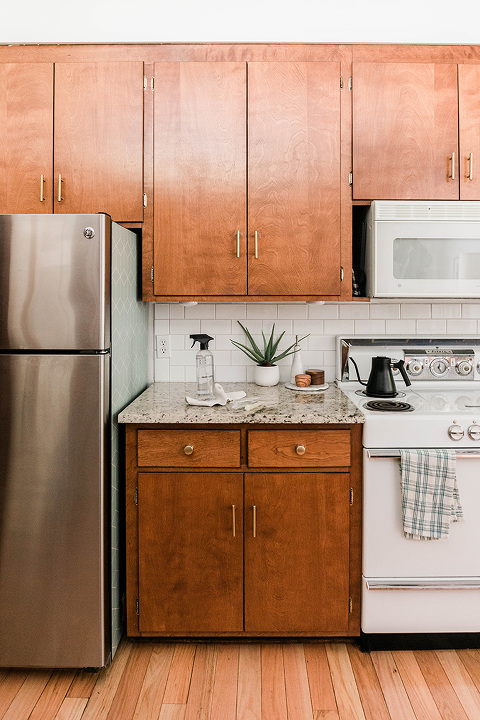 Wood kitchen cabinets