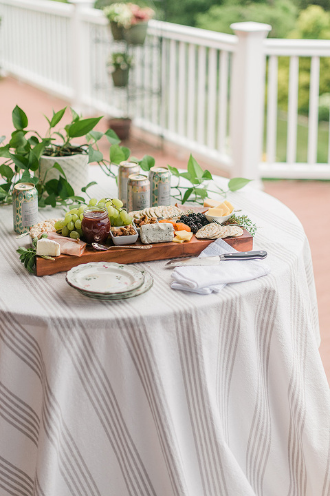 Striped tablecloth