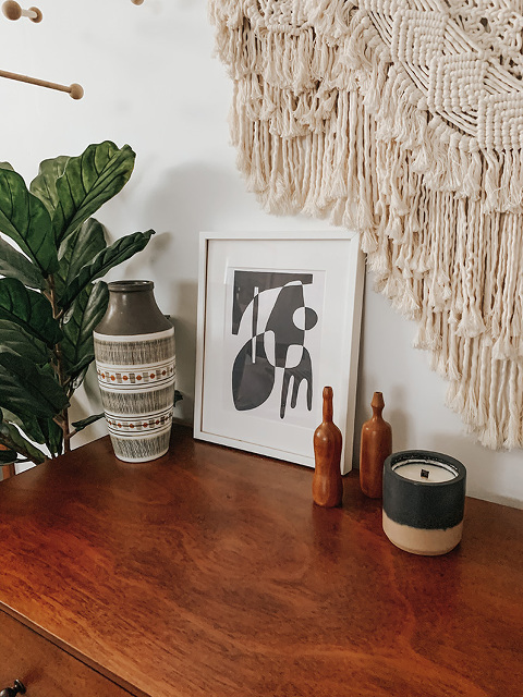 Mid-century wood dresser styling