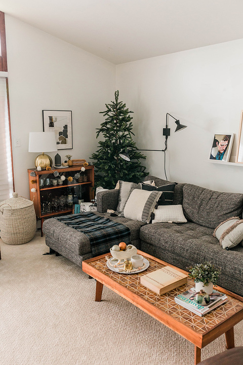 Christmas décor in a modern living room