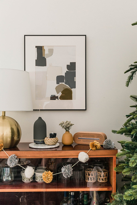 Christmas décor in a modern living room