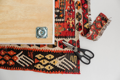 Turn A Vintage Rug Into A DIY Ottoman