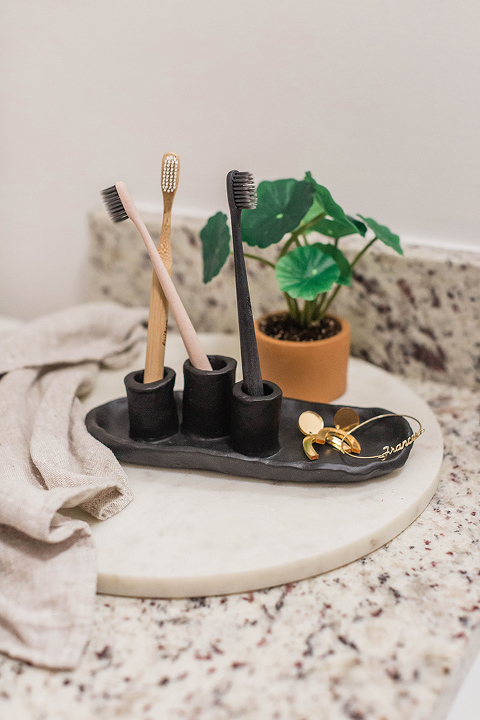 DIY Air-Dry Clay Toothbrush Holder