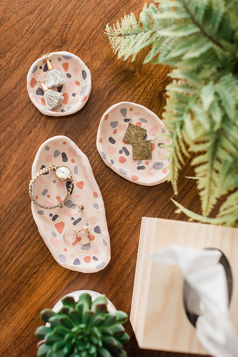 DIY Clay Faux Terrazzo Ring Dishes