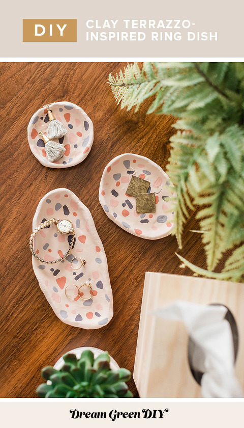 DIY Clay Faux Terrazzo Ring Dishes