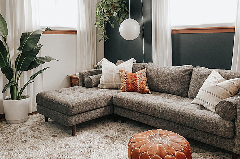 Updated Living Room Sneak Peek | dreamgreendiy.com + @article #gifted #OurArticle #BurrardSofa