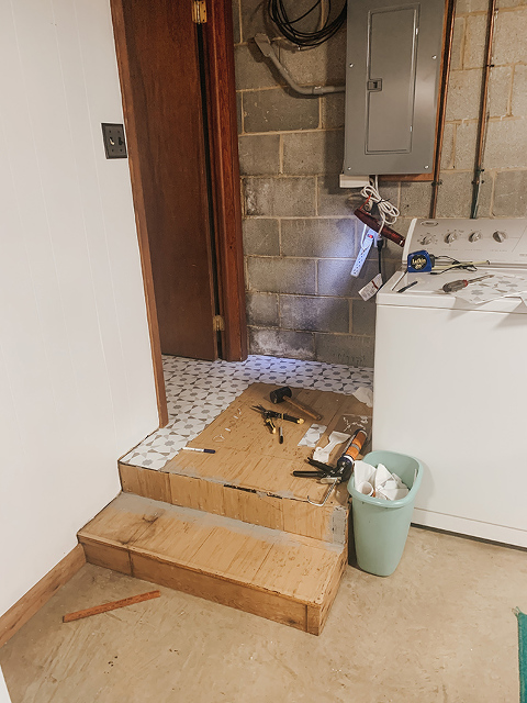 DIY Peel-And-Stick Tile Stairs Makeover