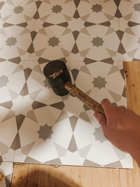 DIY Peel-And-Stick Tile Stairs Makeover