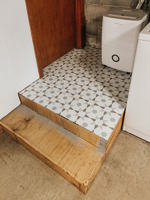 DIY Peel-And-Stick Tile Stairs Makeover