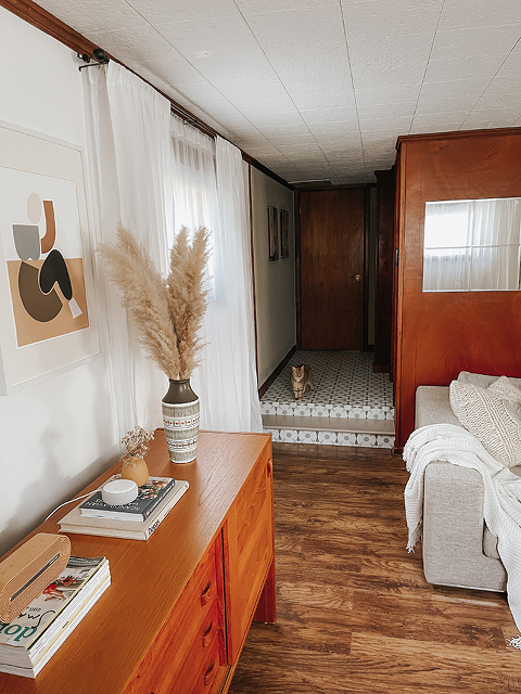 DIY Peel-And-Stick Tile Stairs Makeover