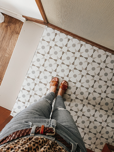 DIY Peel-And-Stick Tile Stairs Makeover