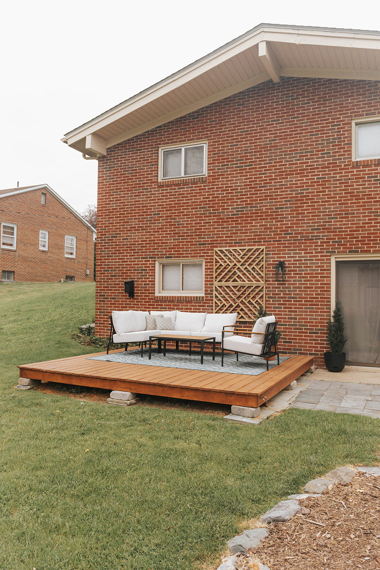 Staining Our DIY Wood Platform Deck