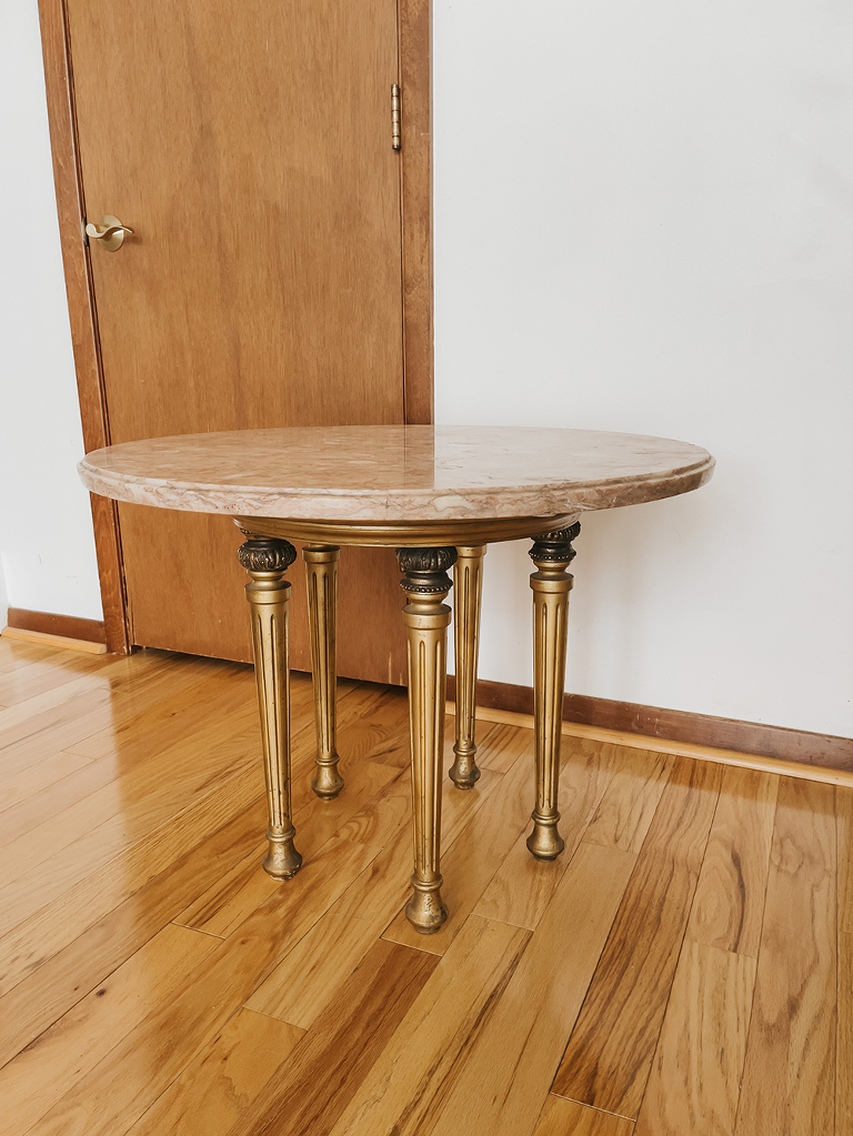 Vintage Pink Marble Side Table Makeover