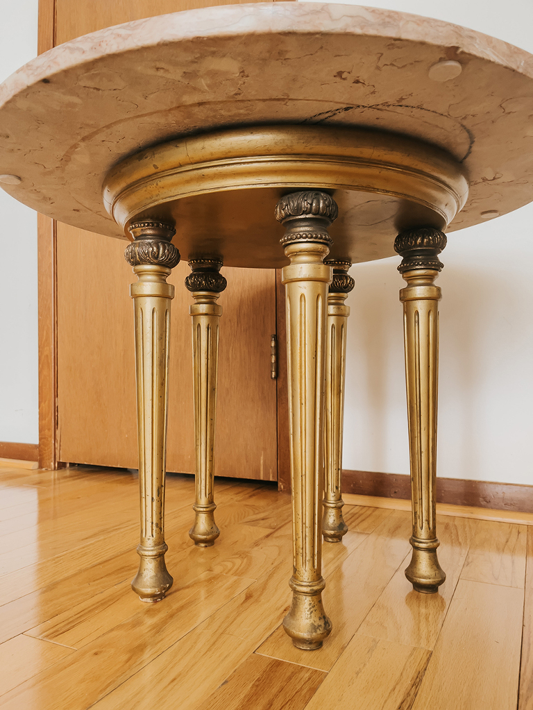 Vintage Pink Marble Side Table Makeover