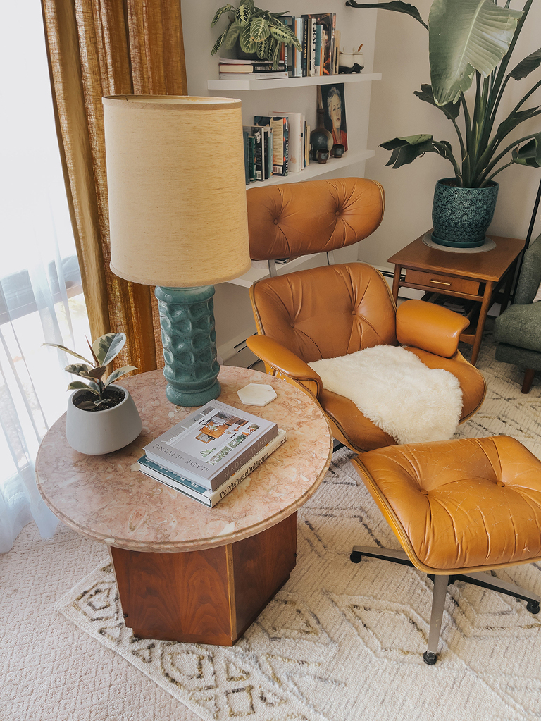 Vintage Pink Marble Side Table Makeover