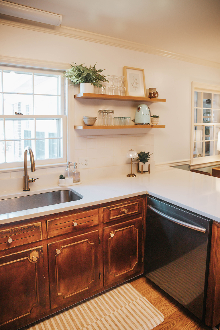 Create More Kitchen Storage: Install Open Shelving Above The Sink