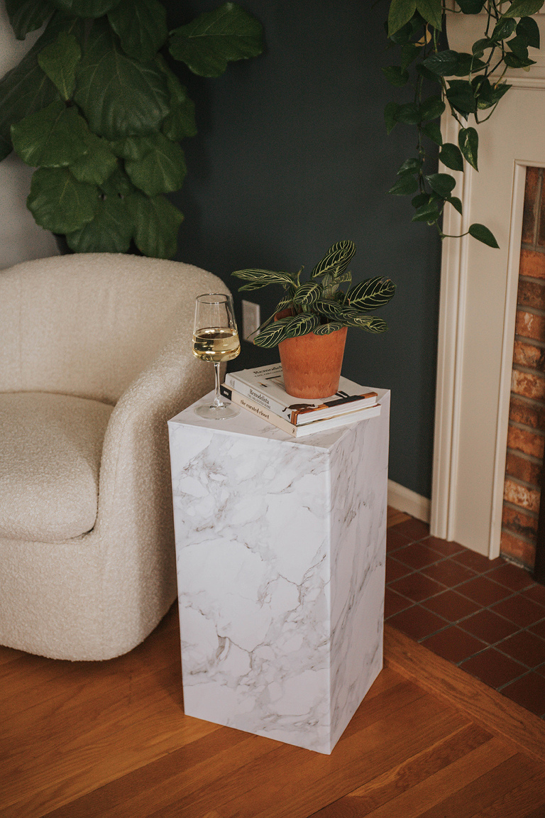 DIY Faux Marble Plinth Side Table