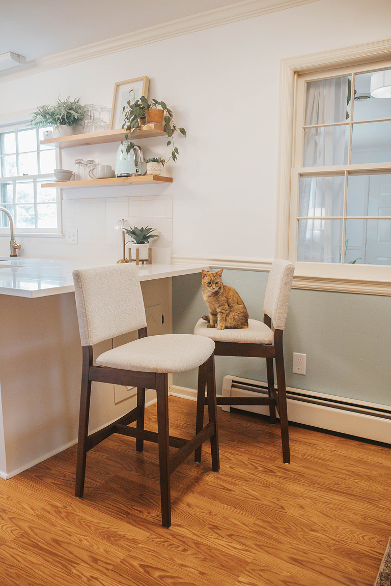 Painted Mid-Century Kitchen Cabinets: Before/After | dreamgreendiy.com + @clarepaint (ad/gifted) #shareyourclare