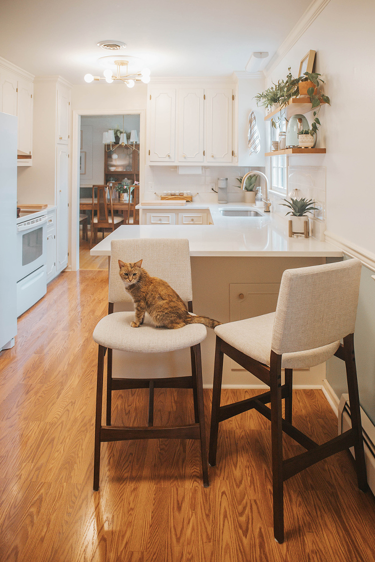 Painted Mid-Century Kitchen Cabinets: Before/After | dreamgreendiy.com + @clarepaint (ad/gifted) #shareyourclare