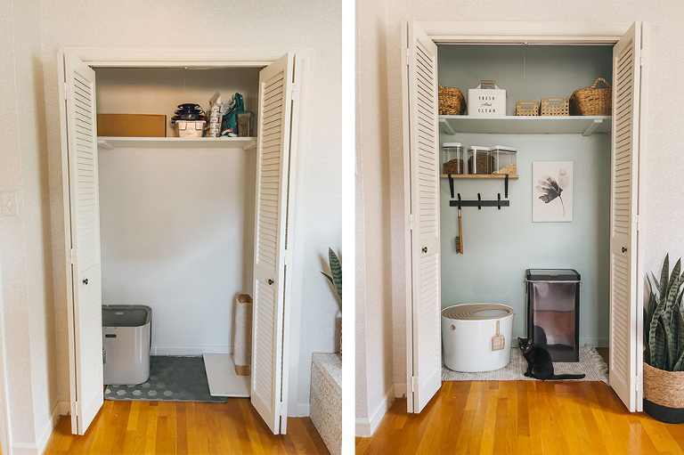 From Unused Closet To Cat Litter Cubby