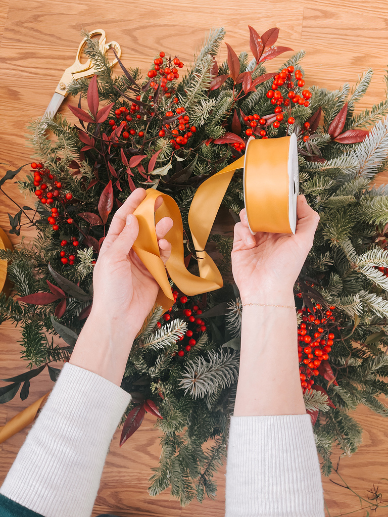 DIY Foraged Christmas Wreath Decorating