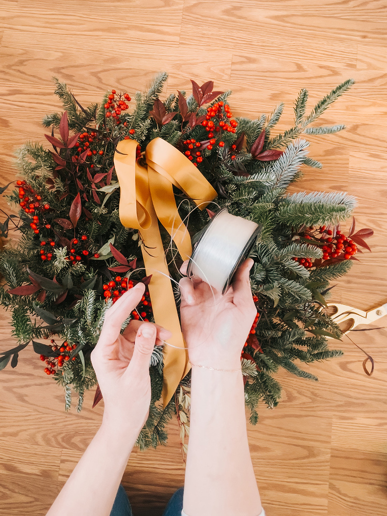 DIY Foraged Christmas Wreath Decorating