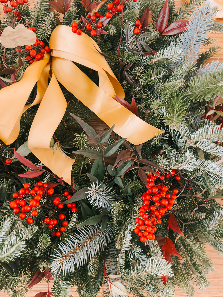 DIY Foraged Christmas Wreath Decorating