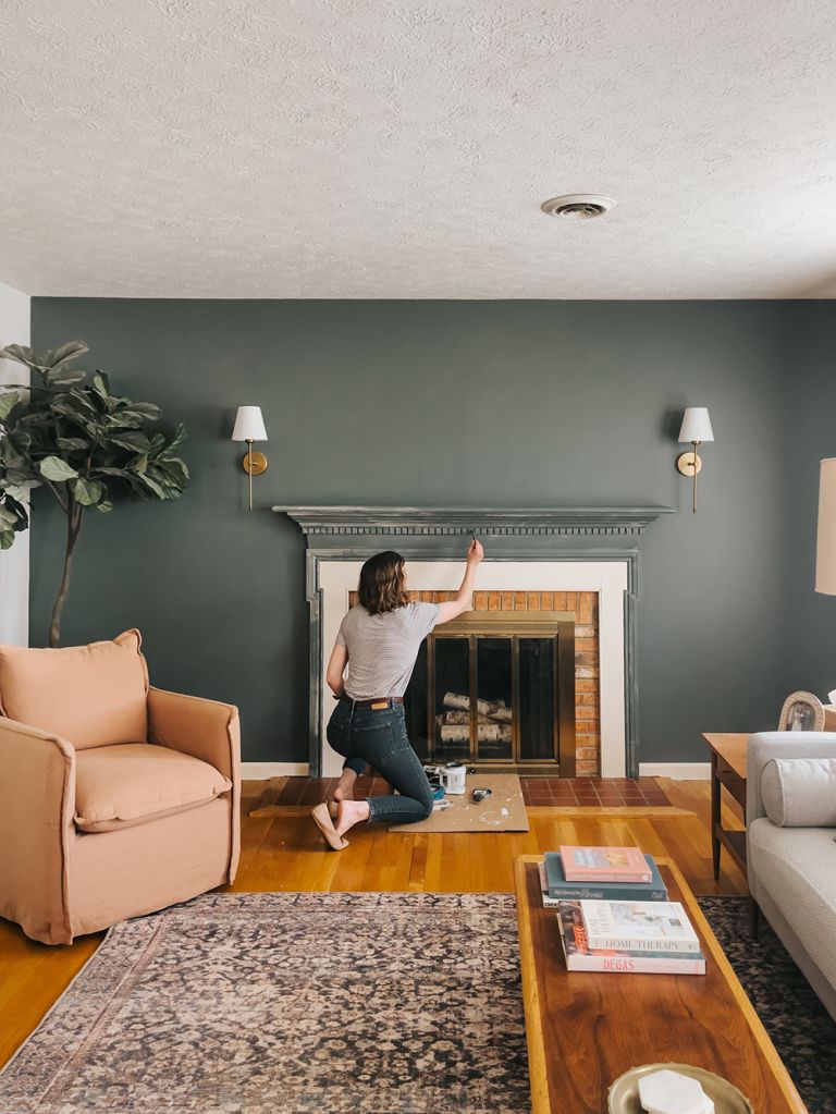 Wallpaper And Paint Fireplace Makeover | @fancywallseu #ad #FancyWalls